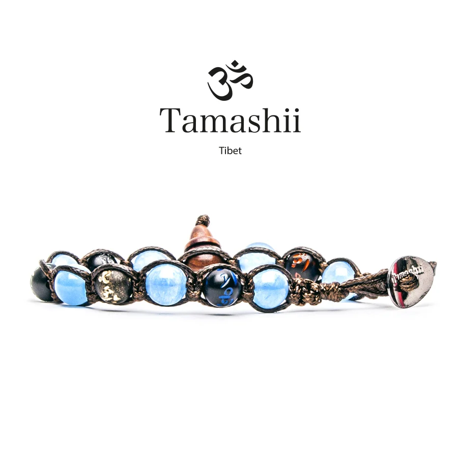 Bracciale Tamashii BHS200-31 mantra in agata ocean blu