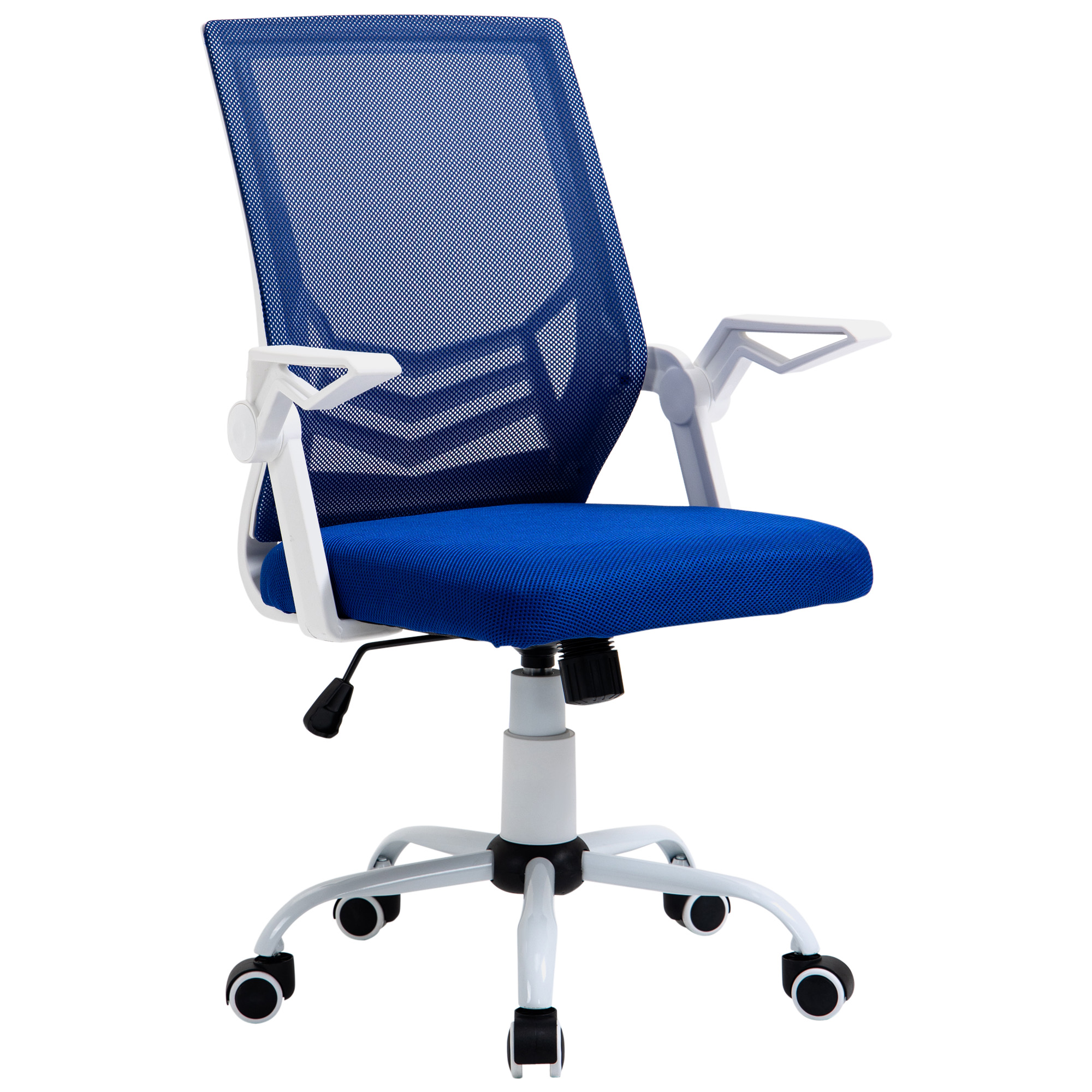 Vinsetto Bürostuhl ergonomischer Bürostuhl aus Mesh mit Lendenstütze, höhenverstellbar, klappbare Armlehnen