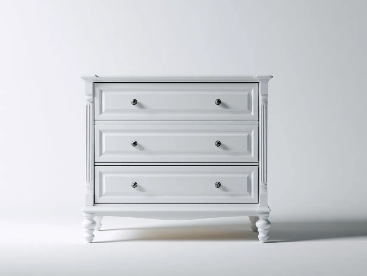 Kommode mit Schubladen - Holz-Metall - 96x45x92 cm - Weiß - Klassischer-Stil