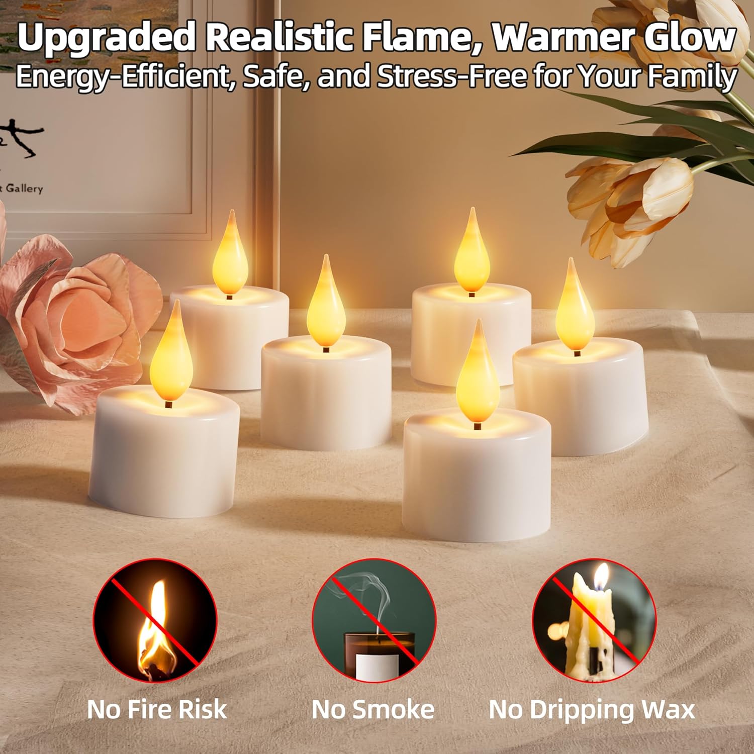 Wiederaufladbare flammenlose Teelichter: 12 batteriebetriebene Teelichter mit Fernbedienung, Timer und Ladestation, flackernde Votivkerzen, für Weihnachten, Halloween, Hochzeitsdekoration