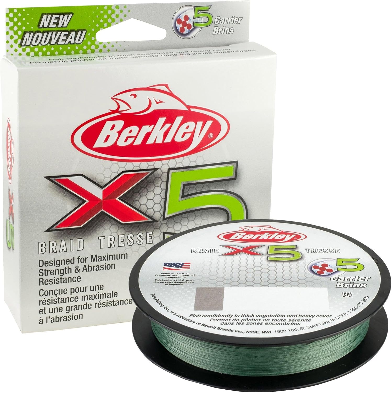 Berkley X5 geflochtene Angelschnur – Starke 5-fache geflochtene Schnur zum Salz- und Süßwasserangeln