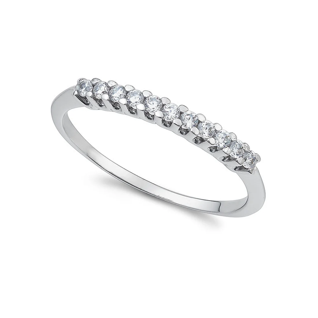 Anello Ambrosia Gioielli fedina in oro bianco e zirconi AAZ 143 B