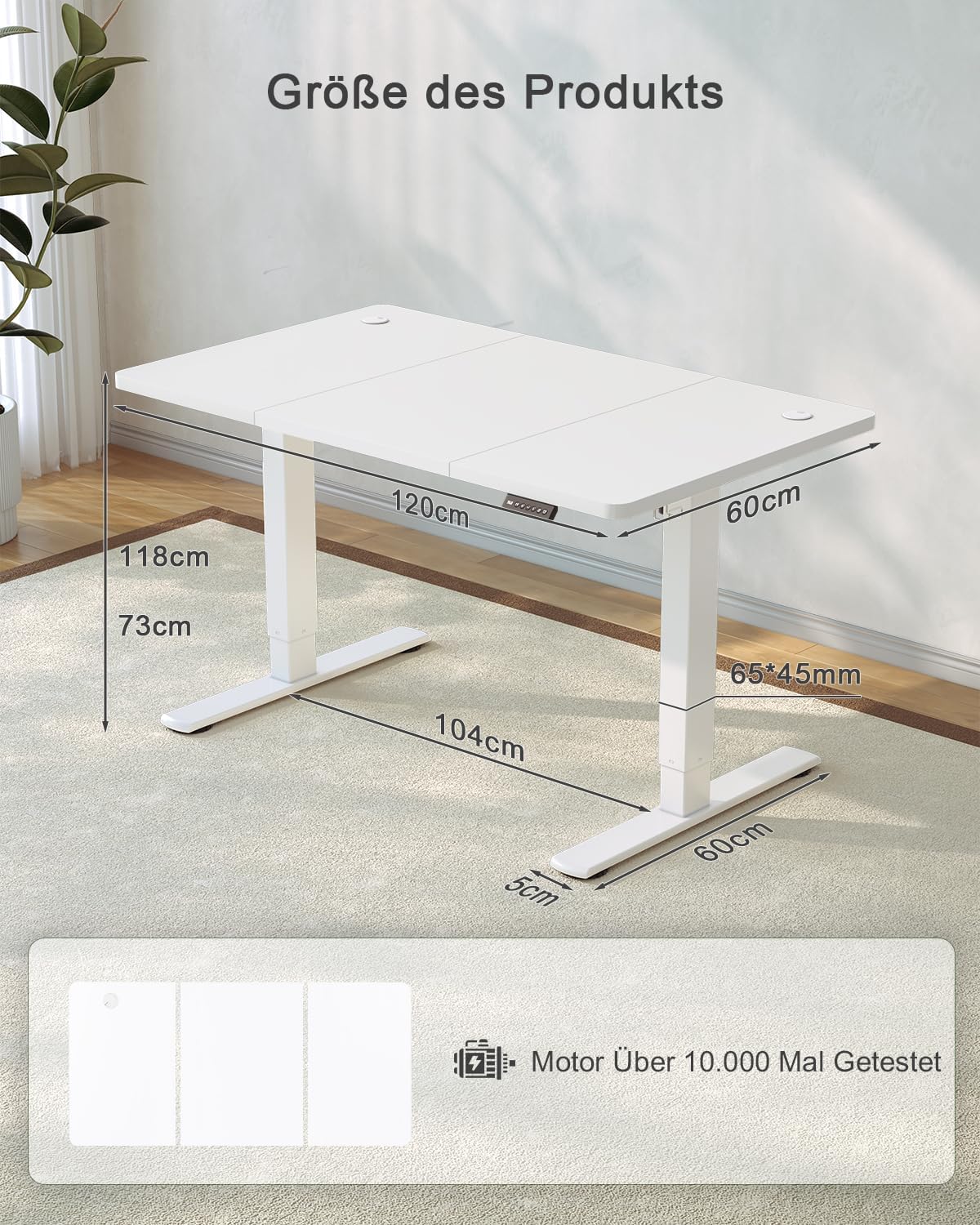 JUMMICO Elektrisch höhenverstellbarer Schreibtisch mit USB-Anschluss