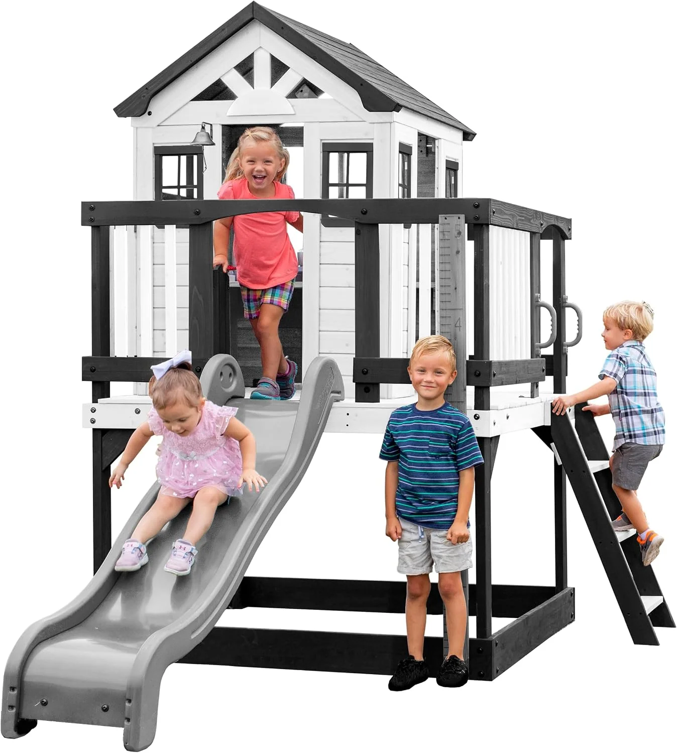 Backyard Discovery Herd, Schwarz, Sweetwater Heights Spielhaus mit grüner Rutsche