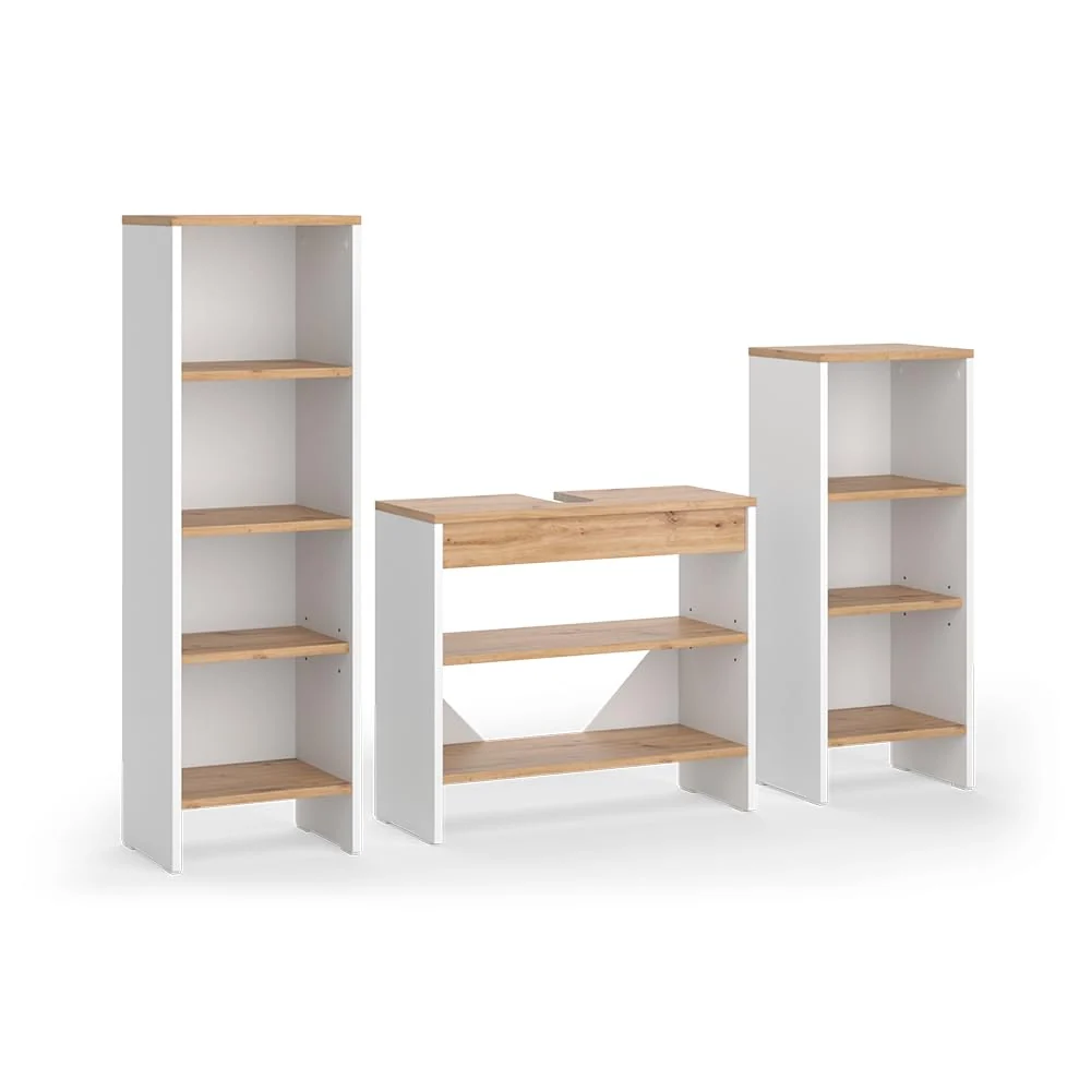 Vicco Badmöbel-Set Karli mit Waschbeckenunterschrank, modernes Badezimmermöbel-Set