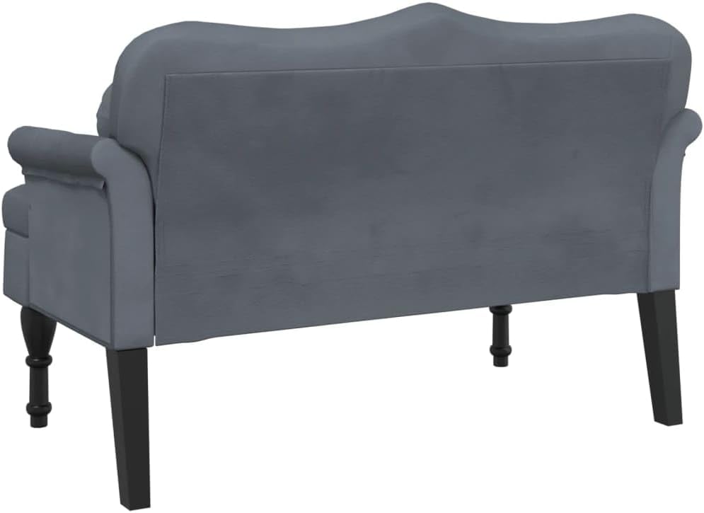 LAPOOH Sitzbank mit Kissen Dunkelgrau 120,5x65x75 cm Samt, Schuhbank, Schuhregal, Schuhablage, Sitzbank Flur, Dielen- & Flurmöbel, Schuhschrank - 372141