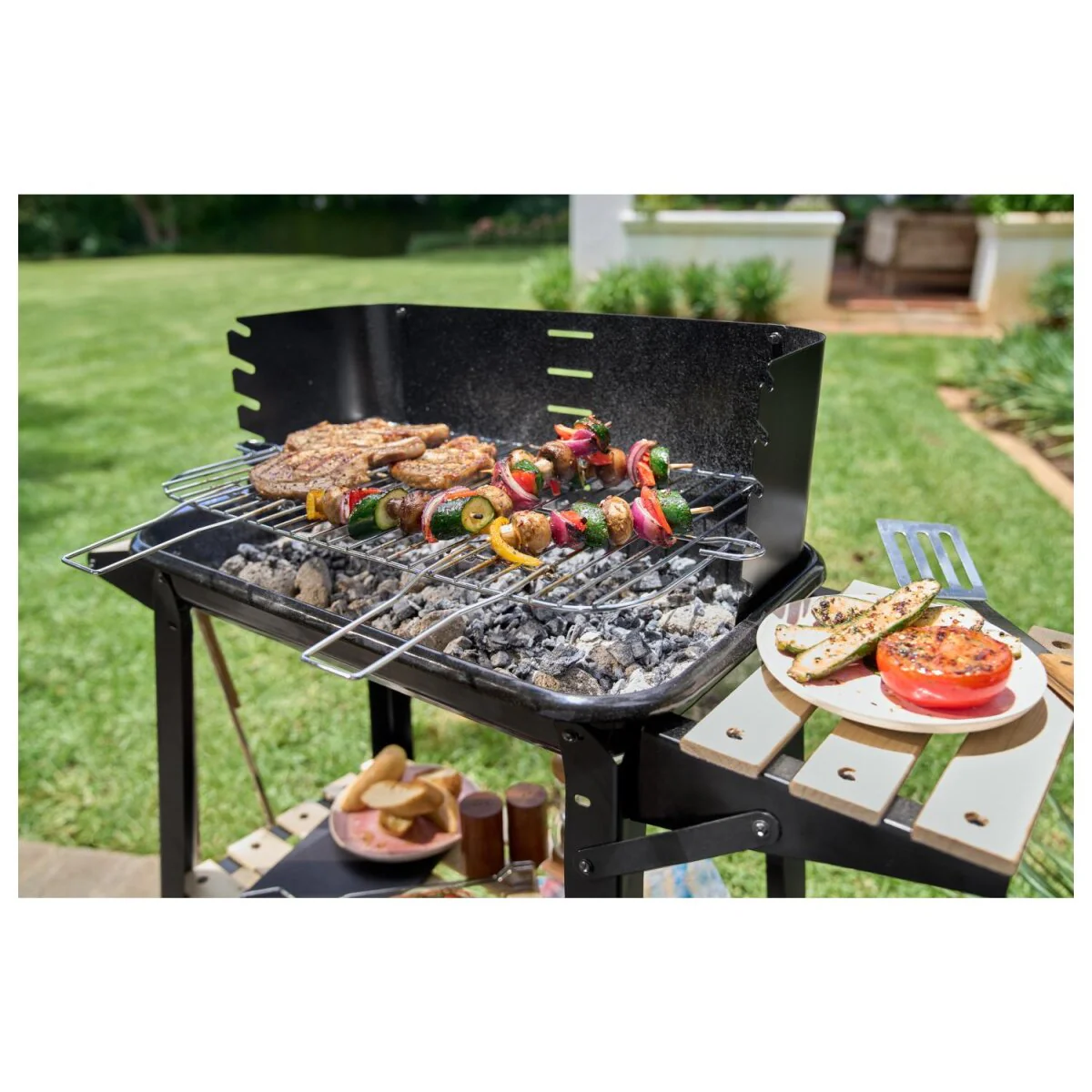 GRILLMEISTER Barbecue op wielen ?Kansas?, met windscherm - B-keus zeer goed