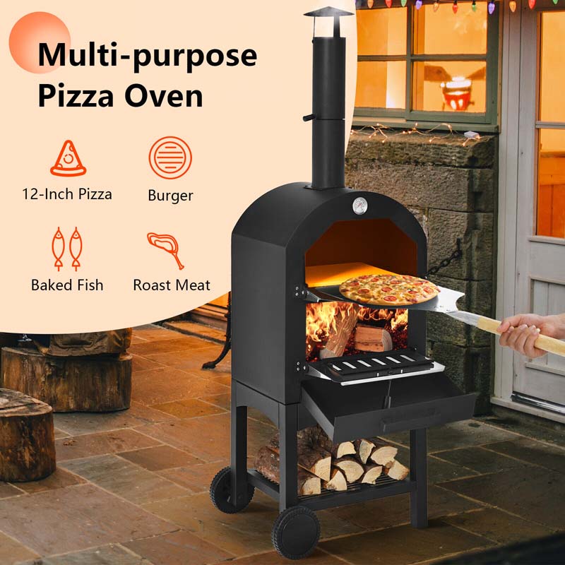 Eletriclife Outdoor Pizza Oven Wood Fire Pizza Maker Grill with Waterproof Cover