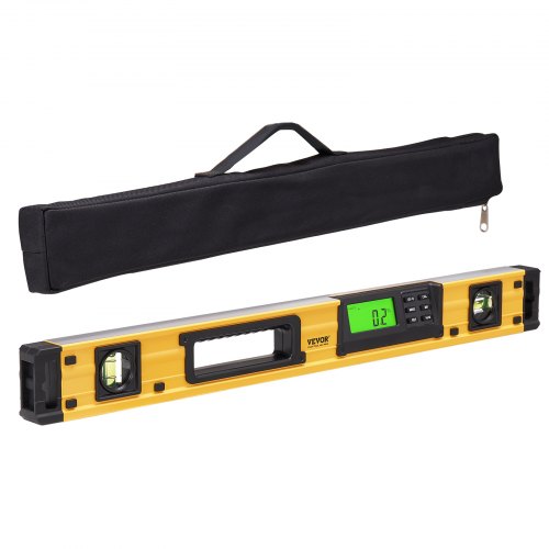 VEVOR Digitaler Neigungssensor Aluminium Wasserwaage mit LCD-Bildschirm 600mm Länge 3 Libellen Messbereich von 0-360°(4x90°) 0,5mm/m Genauigkeit Speicheraufzeichnungs- & Hold-Funktion