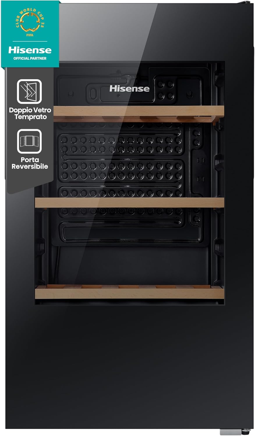 Hisense MWC4894GF Wine Cellar 30 Bottles, Monotemperature, Anti-UV Glasses, Wooden Shelves, Touch Display, LED Lighting, Year 2023