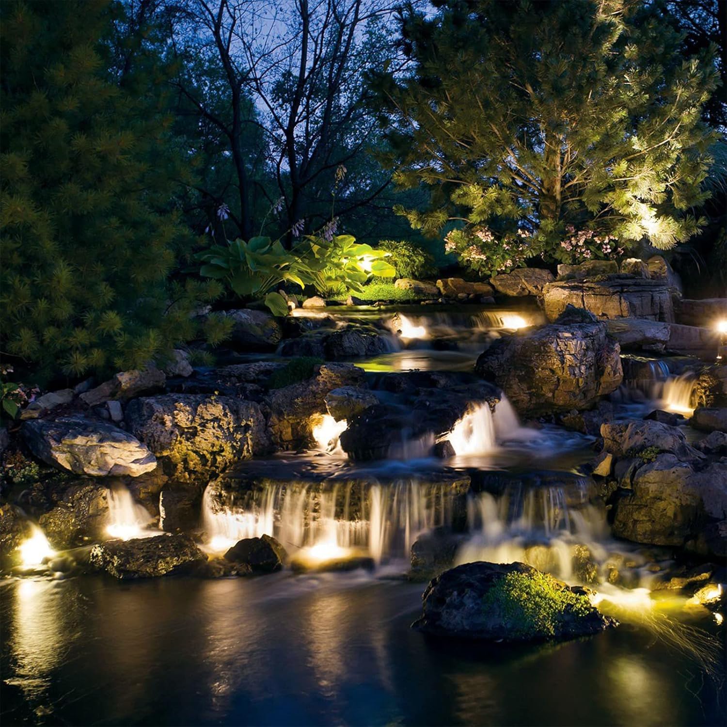VENUS MANUFACTURING 2 Stück Niedervolt-LED-Teichlicht 135 Lumen 12 V Unterwasser tauchfähig 2900 K warmweiße Lichter Schwarz Wasserfall Pool Brunnen Licht für Haus Pool Garten Landschaft Beleuchtung