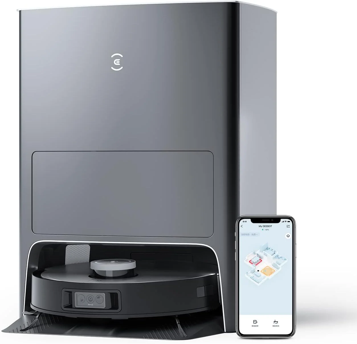ECOVACS Saugroboter, Schwarz, DEEBOT X1 OMNI, 5000 pa, 3D Obstacle Detection, 260 Minute Battery, Yiko Voice Assistant