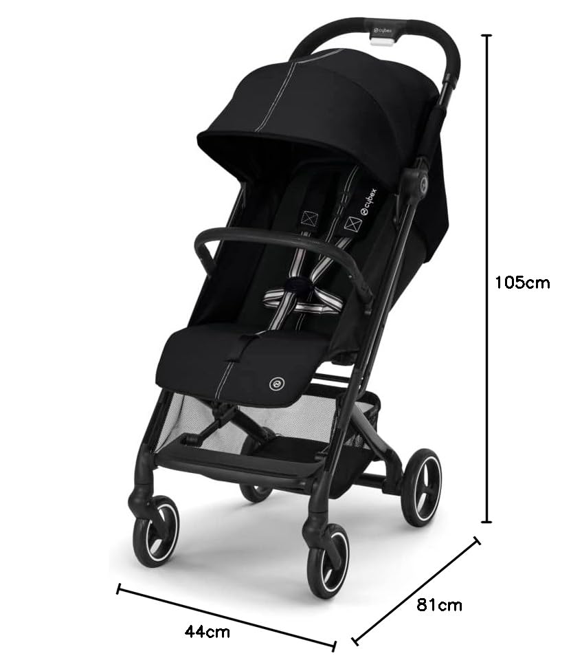 CYBEX Gold Passeggino Beezy con Cintura One Pull, Per Bambini dalla Nascita Fino a 4 Anni (Max. 22 kg), Compatto e Ergonomico, Moon Black (Nero) : Prima infanzia
