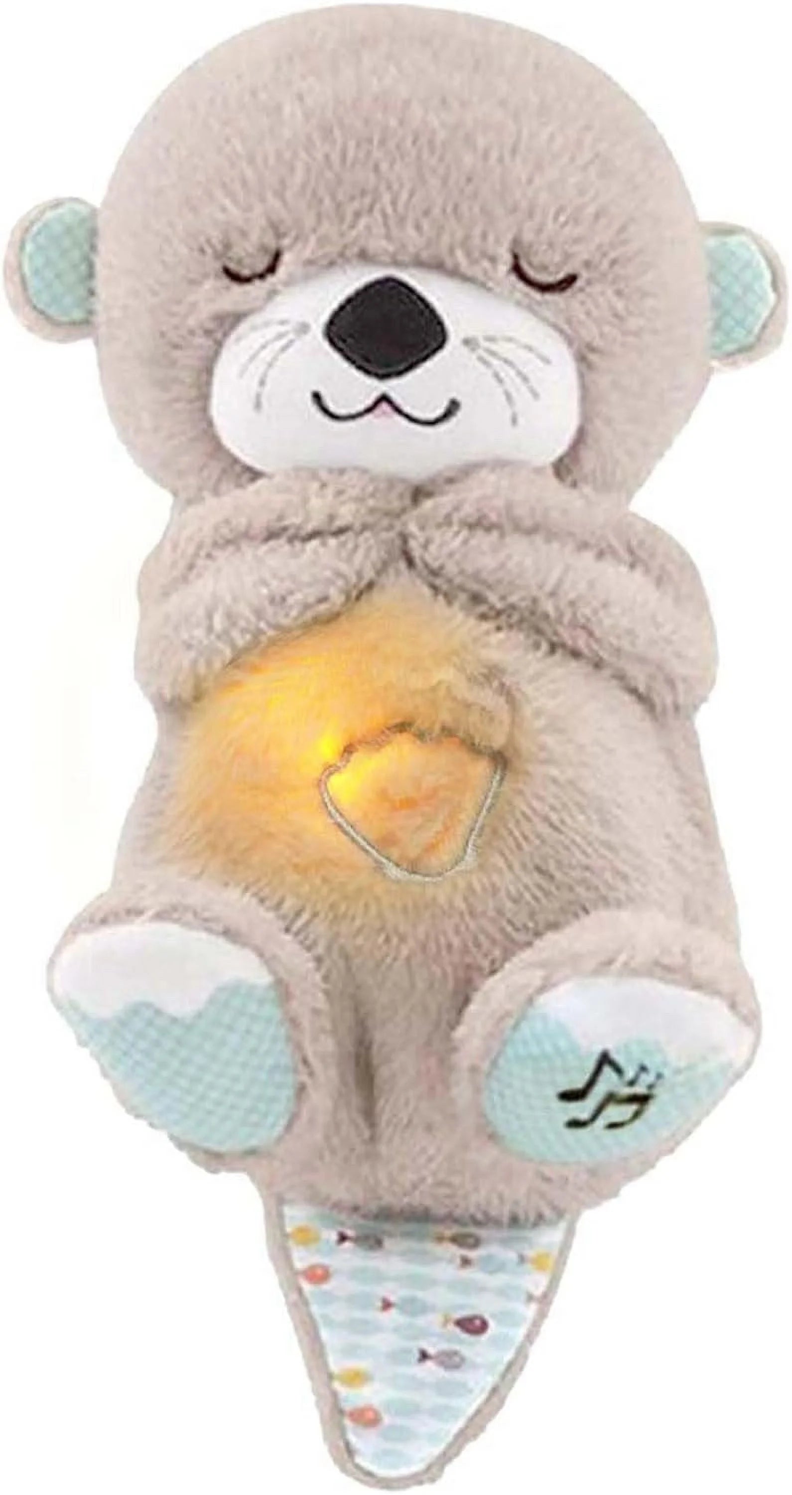 Baby Sound Machine Soothe Snuggle Otter, Sensory Details Music Lights Rhythmic Breathing Motion Musical Baby Toy Plush for Newborns (Battery Not Includ)