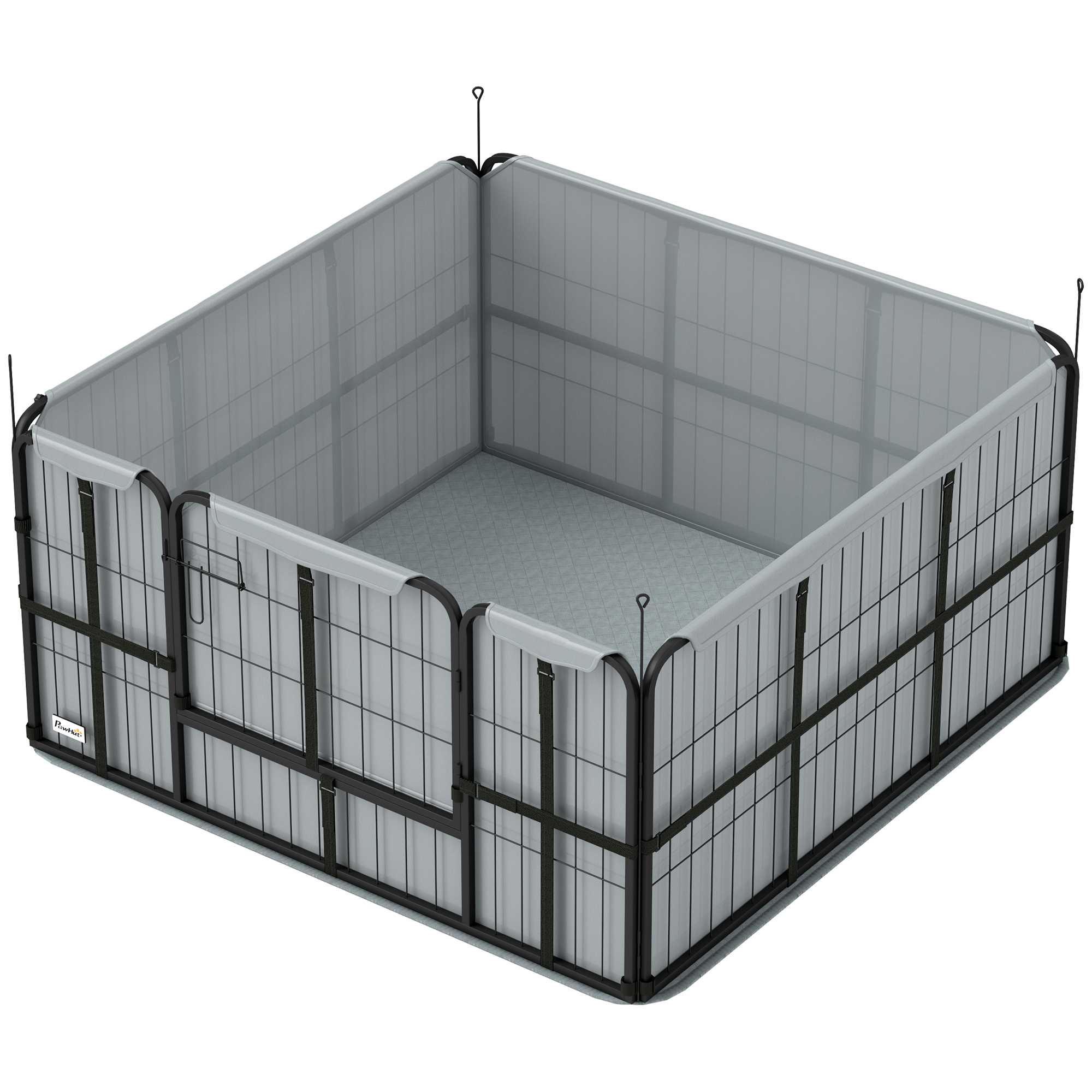 PawHut Hundewurfbox Hundewurfkiste mit Tür waschbarer Matte 122 x 122 x 60 cm Schwarz