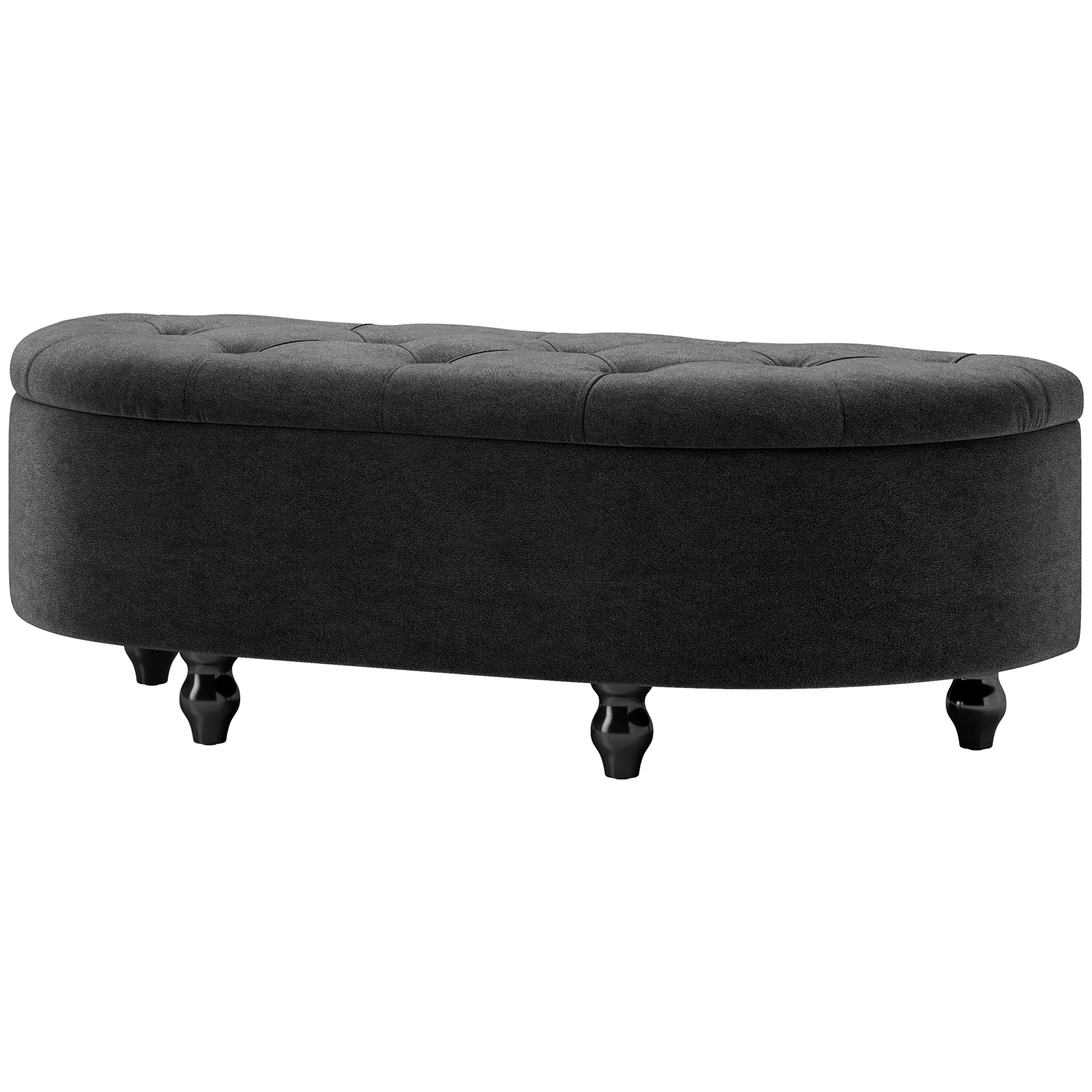 HOMCOM Hocker mit Stauraum, Sitztruhe, gepolstert, soft-close Deckel, Samtoptik, 120 x 46 x 42 cm, Dunkelgrau