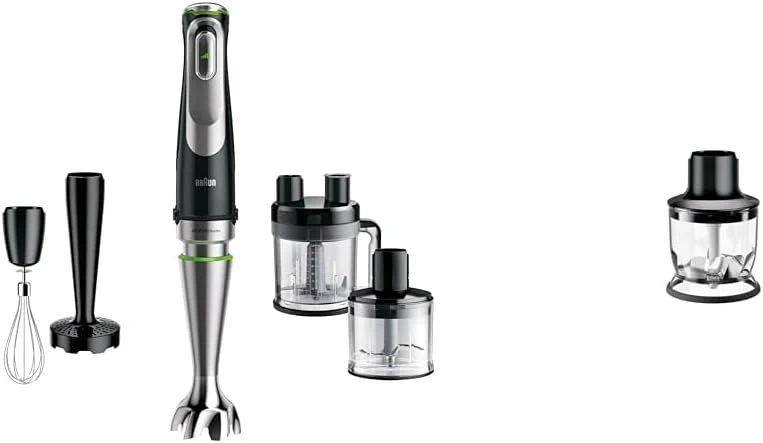 Braun MultiQuick 9 MQ 9187XLI staafmixer �C Staafmixer met Active PowerDrive technologie en 5 accessoires voor hakken, pureren, kloppen en crushen van ijs, 1200 watt, zwart/roestvrij staal