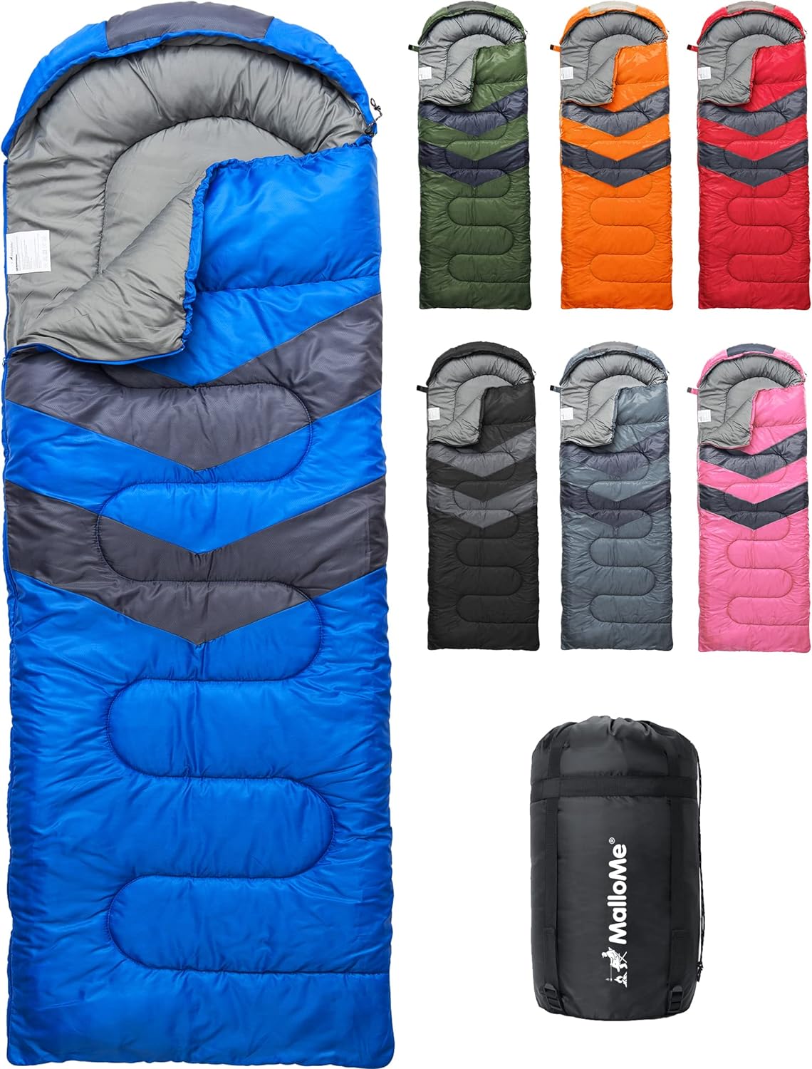 MalloMe Winter Sleeping Bag – 4 Seasons Sleeping Bag – for Adults and Children – Compact Ultralight Sleeping Bags Spring Summer Autumn – Camping Sleeping Bag – Sleeping Bag