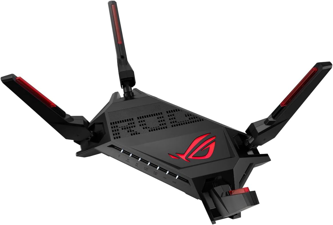 ROG Rapture GT-AX6000 Dual Band WiFi 6 Router Estendibile Gaming, Due Porte Ethernet 2.5G, VPN Fusion, Game Boost, Sicurezza di Rete Per Tutti Dispositivi, WPA3, AiRadar, Open NAT, Nero