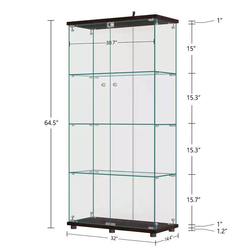64.5 X 32 Glass Display Cabinet Curio Cabinet with Lock