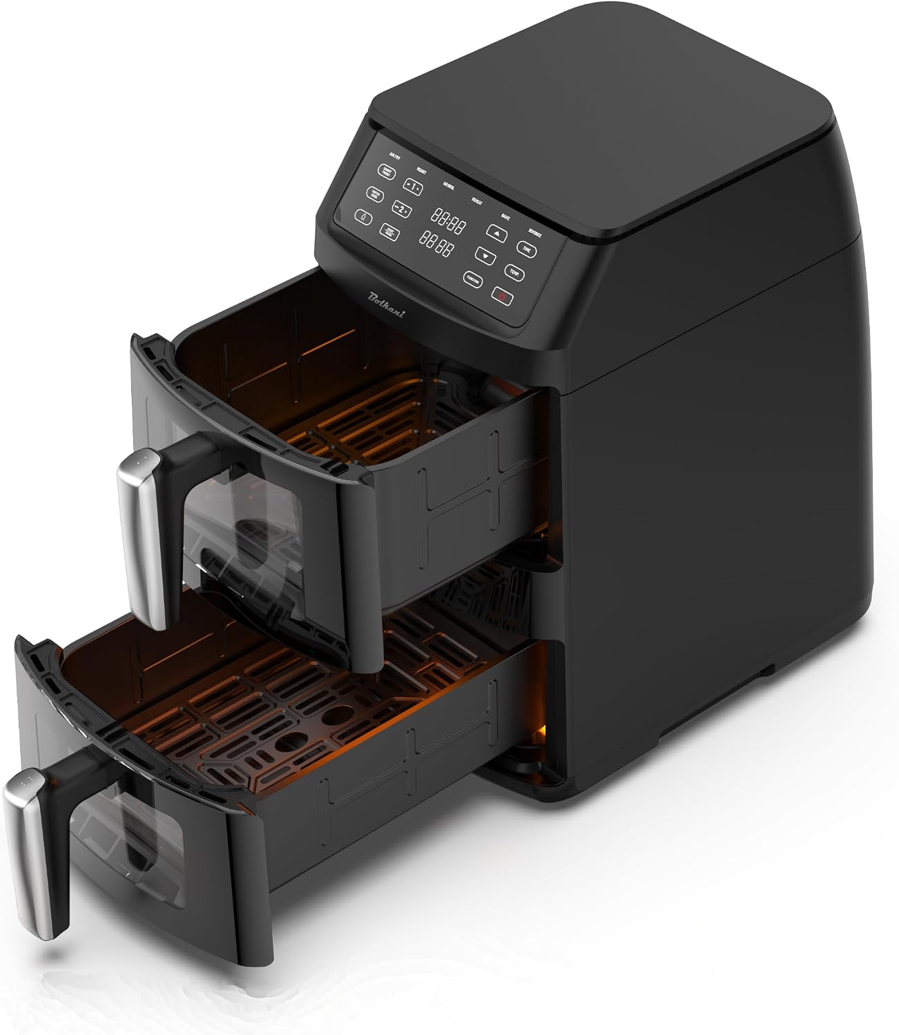 Friggitrice ad Aria Doppia XXL 11L con 2 Camere Verticali, Smart Finish & Sync, Luce Interna, Oblò in Vetro, 6 Programmi Automatici, Funzione Grill, Touchscreen.