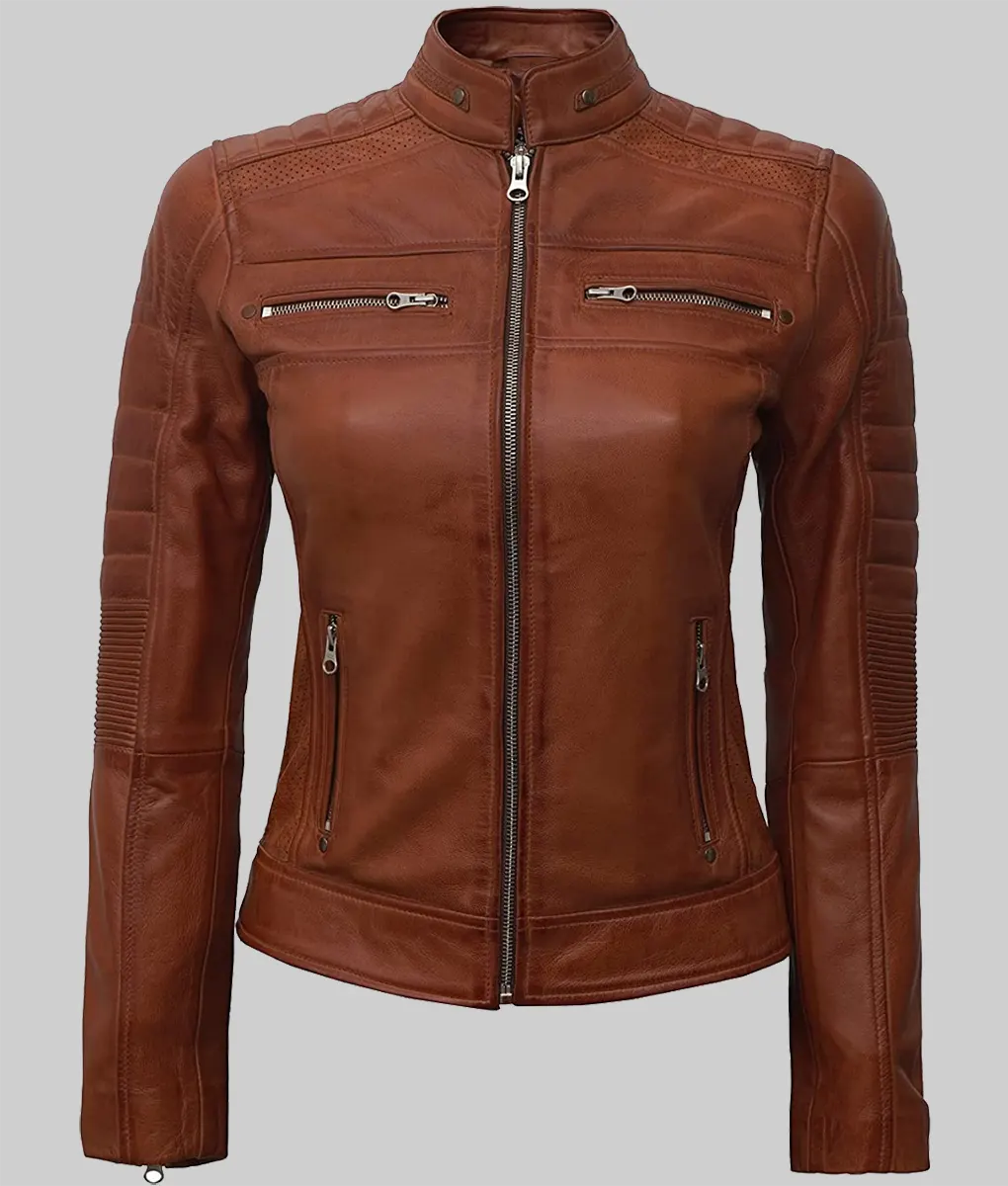 Sally Brown Leather Cafe Racer Jacket