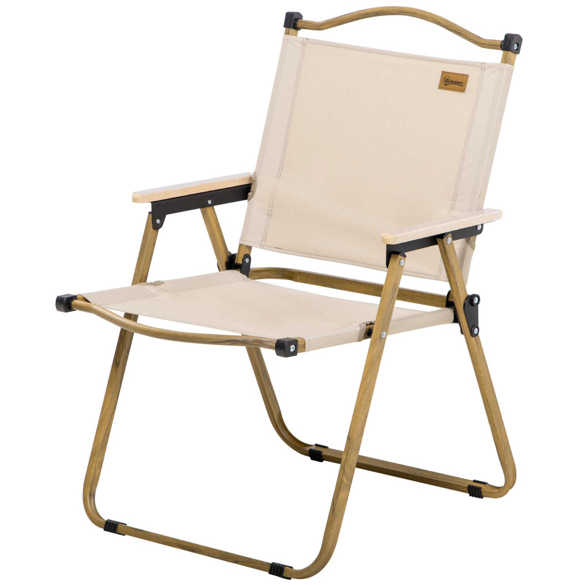 Outsunny Campingstuhl Faltbarer Anglerstuhl mit Armlehnen Oxford-Gewebe und Stahlkonstruktion 54 x 59 x 78 cm Khaki