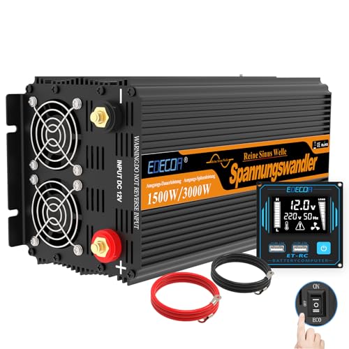 EDECOA Inverter Onda Pura 1500w Invertitore di Potenza 12v 220v/ 230 Trasformatore di Tensione Onda Pura 2X USB Telecomando LCD Power Inverter 1500w e Picco momentaneo 3000w (Nuovo Telecomando) : Amazon.it: Elettronica