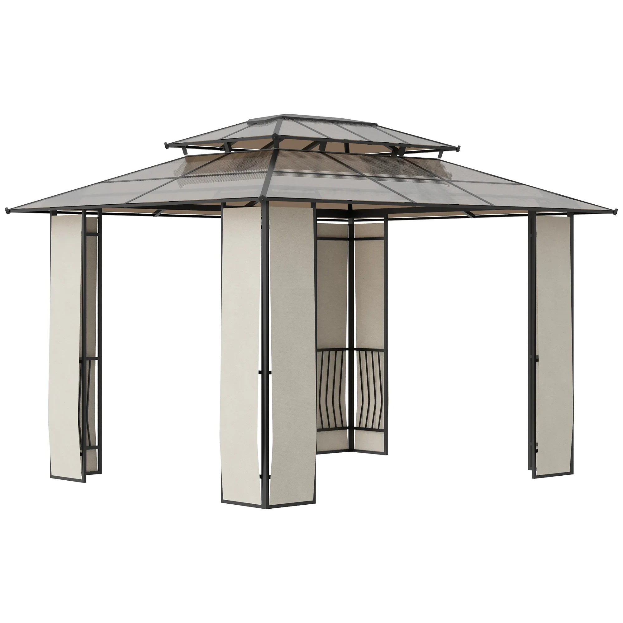 Outsunny Tuinpaviljoen Polycarbonaat Dak UV-bescherming Buiten
