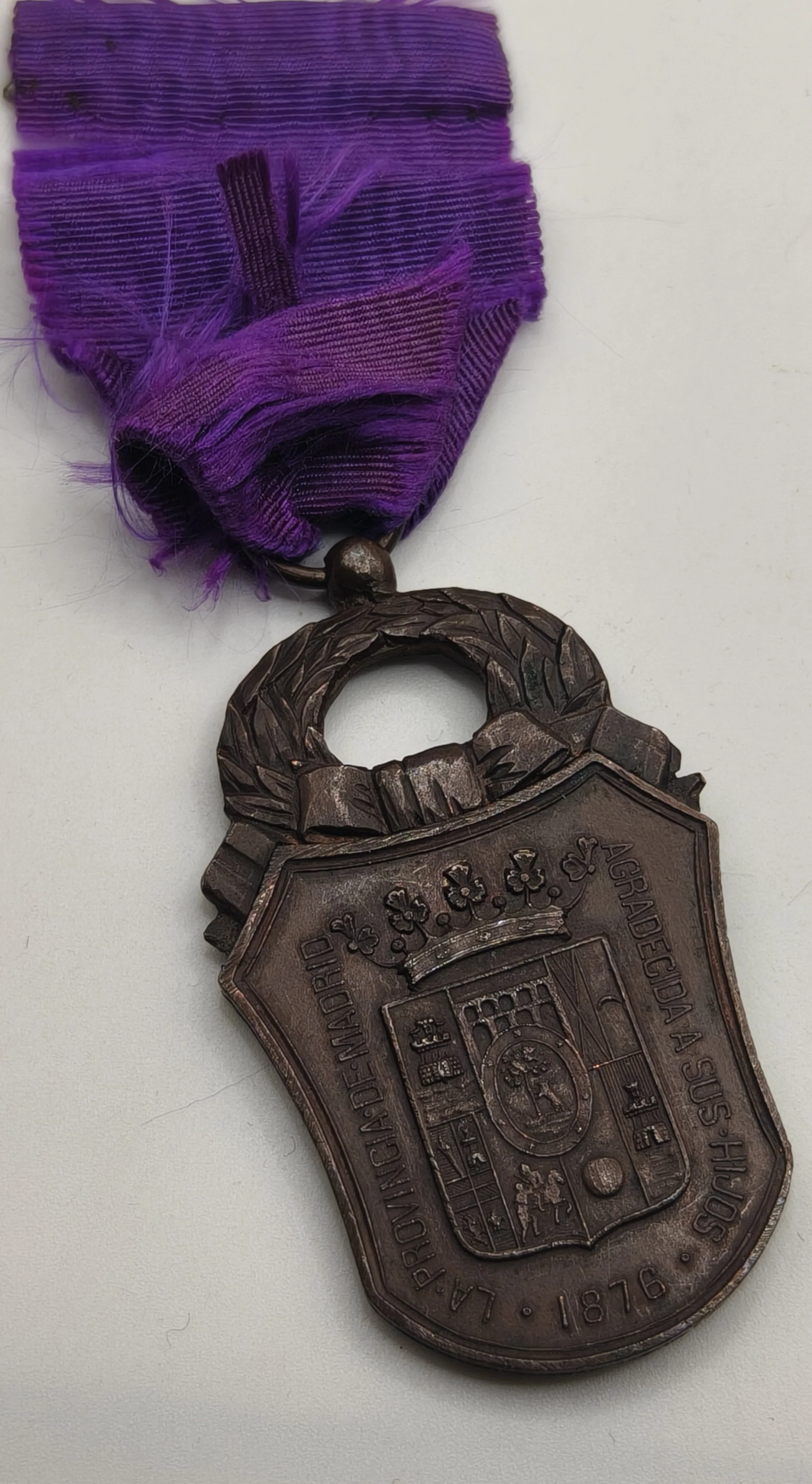 Madrid Medal of Gratitude. Alphonso XII 1876.