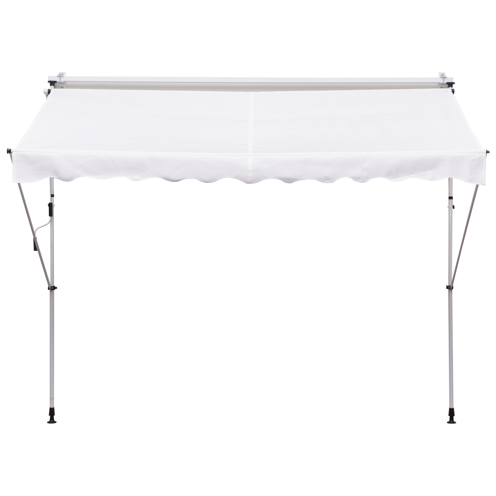 Outsunny Markise mit ausziehbarem Arm 3x1,5m mit Kurbel und Teleskopstruktur, Weiß
