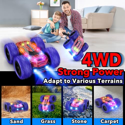 Macchina Telecomandata per Bambini, 4WD RC Auto Radiocomandata 360° Rotazione LED Luce 2.4GHZ Telecomandato Stunt Drift Car Giochi Interno All'Aperto Giocattolo Regalo Bambino Bambina 6 7 8 9  anni : Giochi e giocattoli