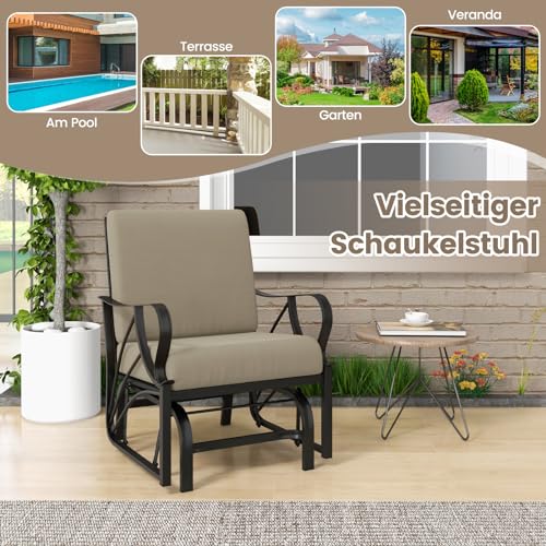COSTWAY Sedia a Dondolo, Metallo, Marrone, 73 x 66,5 x 89 cm : Casa e cucina