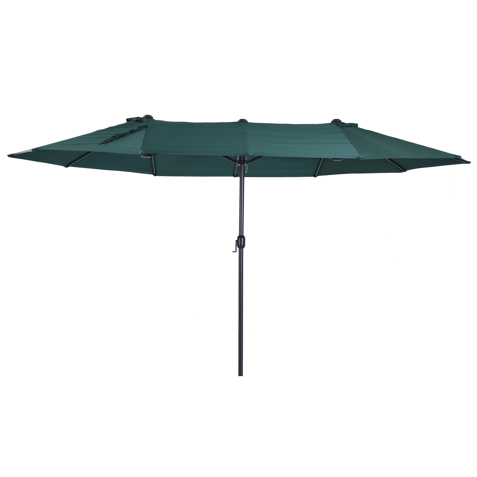 Outsunny Sonnenschirm Gartenschirm Marktschirm Doppelsonnenschirm Terrassenschirm mit Handkurbel Dunkelgrün Oval 460 x 270 x 240 cm