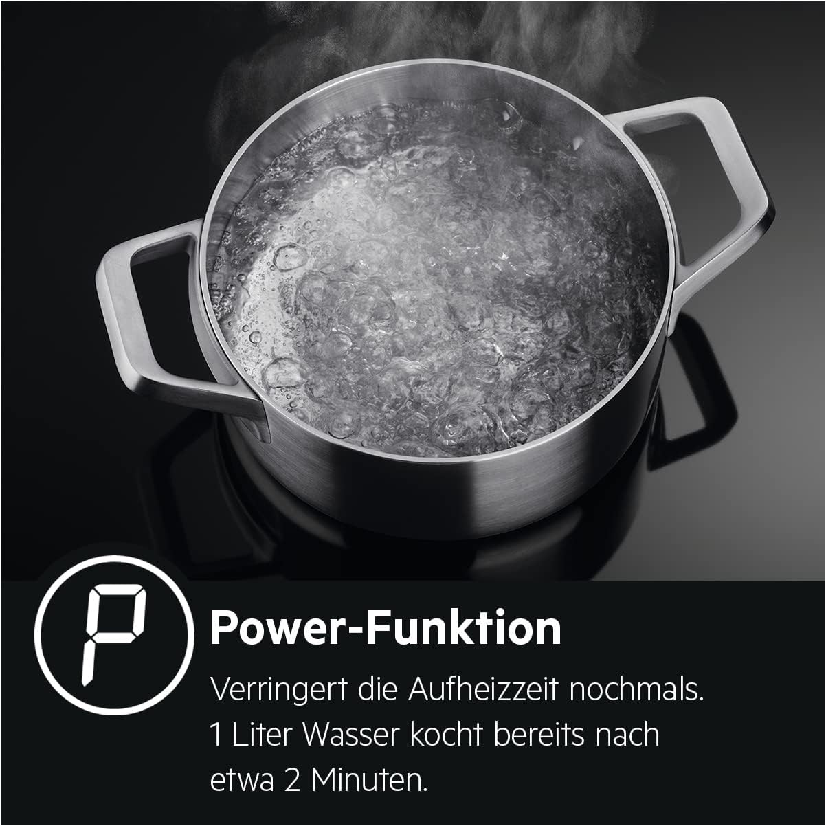 AEG IKE64441XB Autarkes Kochfeld / Induktion / Serie 6000 mit Bridge / Hob²Hood / Slider-Bedienung / 60 cm / Edelstahlrahmen / 4 Kochzonen / Bridge-Funktion / Powerfunktion / Kindersicherung