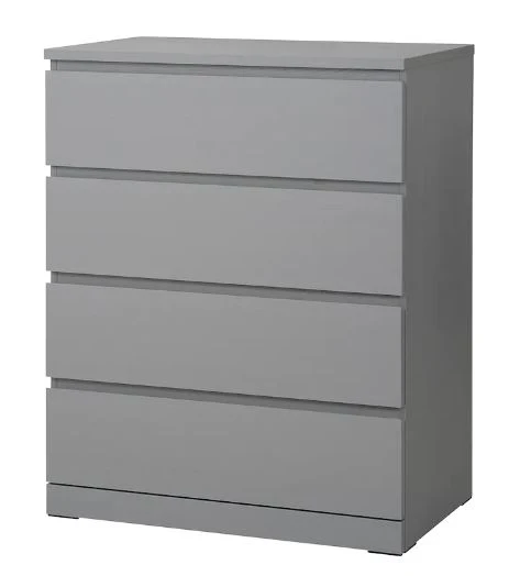 Cassettiera MALM IKEA 4 Cassetti, Grigia, 80x100 cm