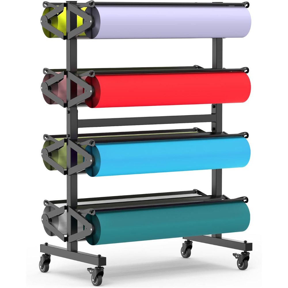 Large Paper Roll Dispenser & Cutter, Holds 8 Rolls, 36