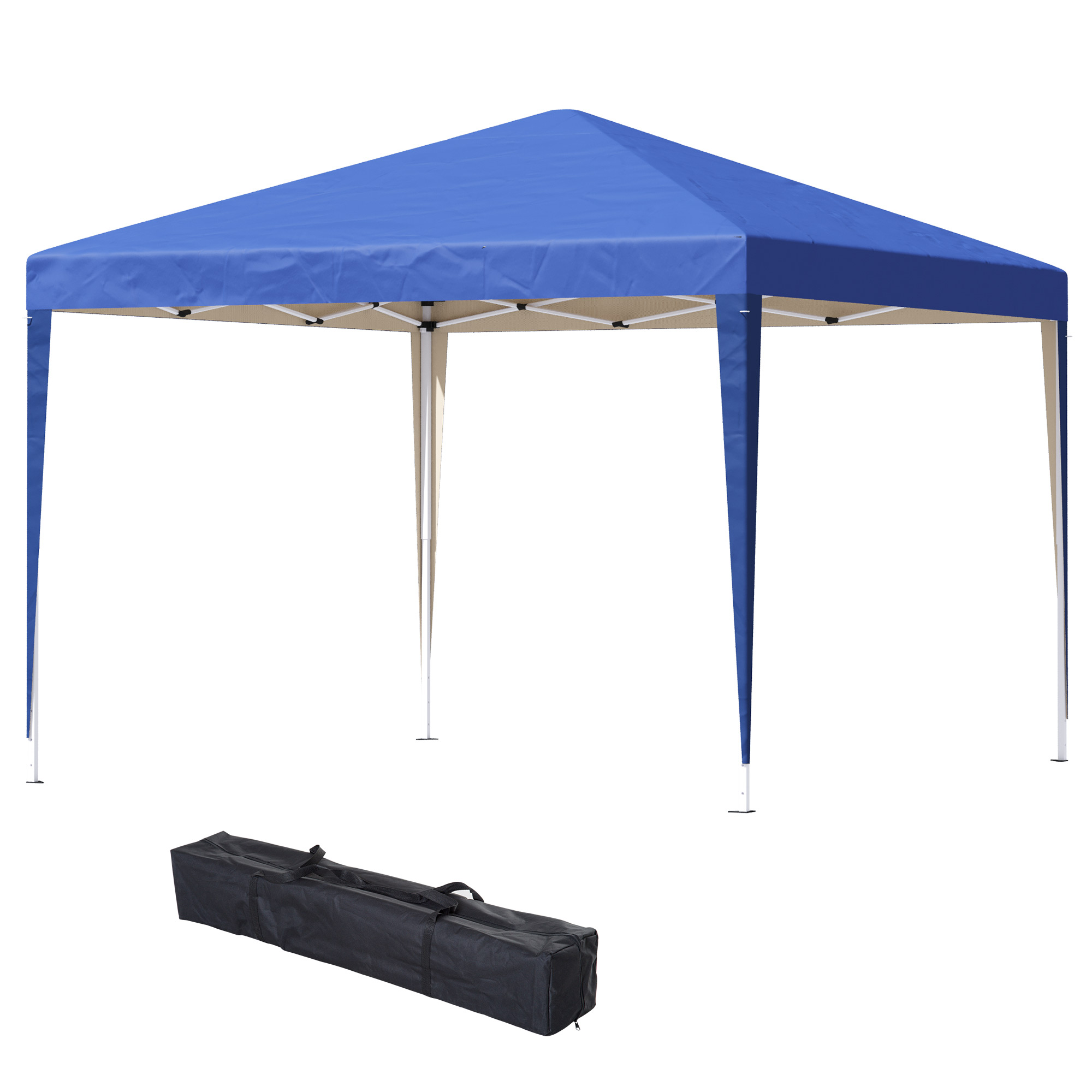 Outsunny Pavillon, 2,95 x 2,95 m Pop-Up-Faltpavillon, Gartenpavillon, Partyzelt, UV-Schutz, Stahl+Oxfordstoff, Blau