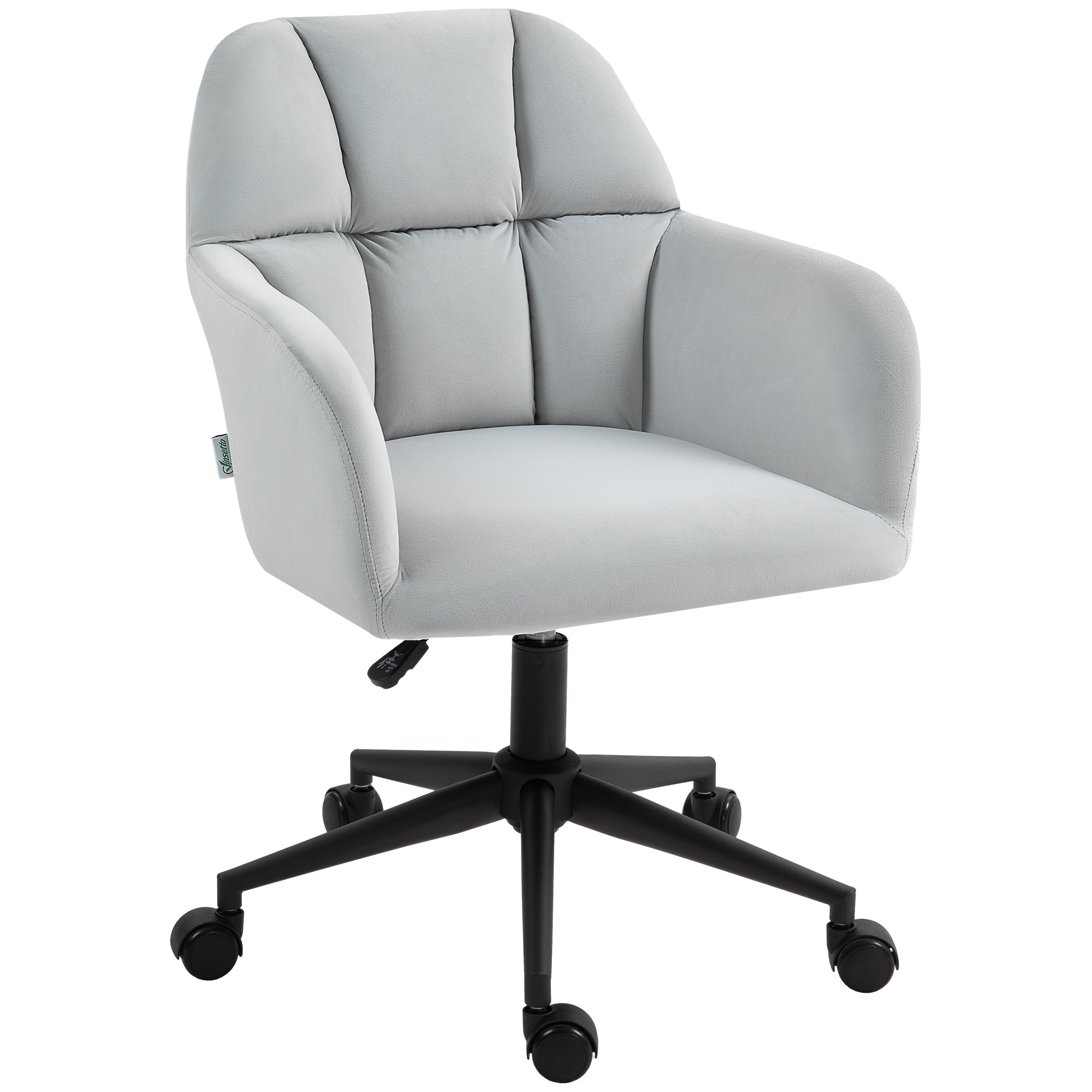 Vinsetto Bürostuhl, ergonomisch, höhenverstellbar, drehbar, Samtoptik, bis 120 kg, Hellgrau