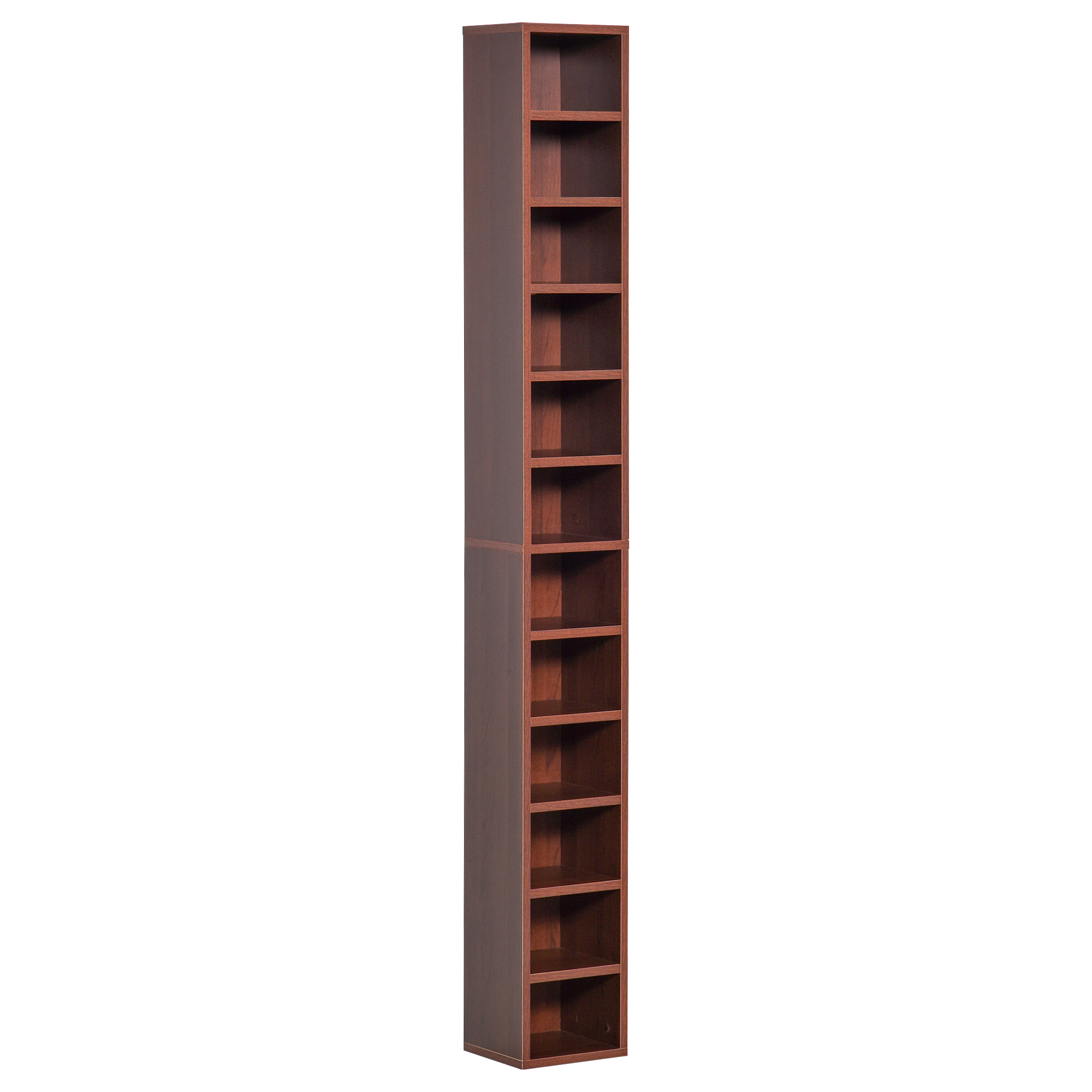 HOMCOM CD- und DVD-Aufbewahrung, CD-Säulenaufbewahrung, Aufbewahrungsschrank mit 12 Fächern, maximale Kapazität 204 CDs, 21 x 20 x 175 cm, Braun