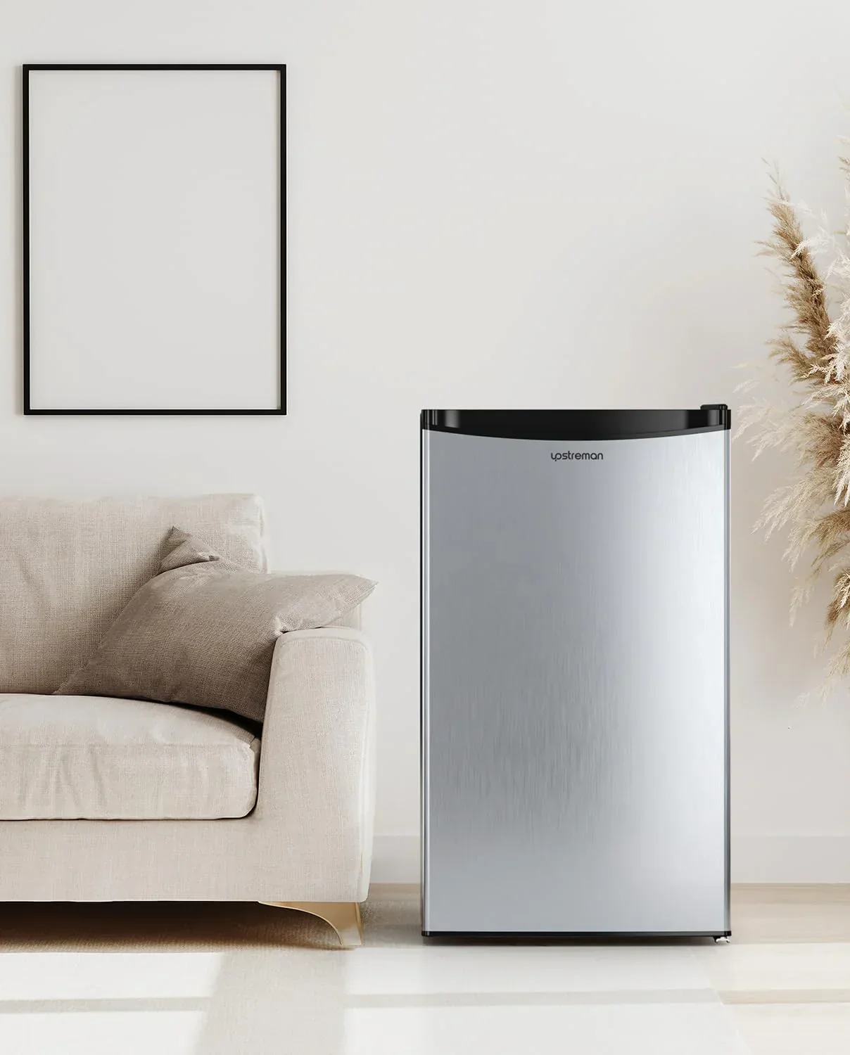 Upstreman 3.2 Cu.Ft Mini Fridge Freezer Single Door Fridge Dorm Fridge Adjustable Thermostat