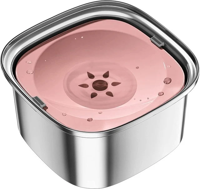Spill-Proof Dog Water Bowl �C 304 Stainless Steel with Floating Disc & Filter