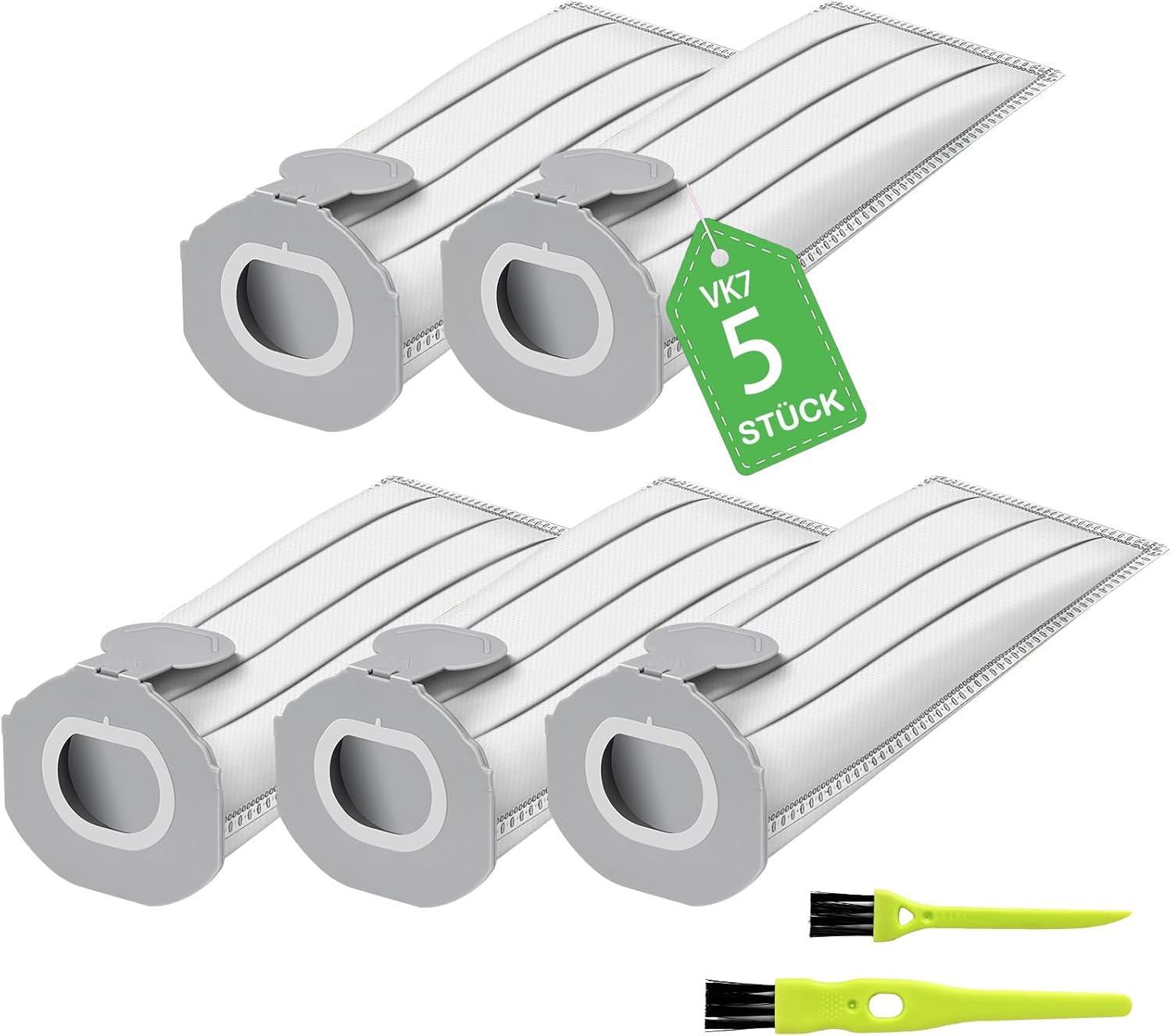 12 sacchetti per aspirapolvere compatibili con aspirapolvere Vorwerk Folletto VK7 FP7 VK7S FP7S,Incluso 12 sacchetti folletto+ 2 Filtri Hepa +6 Profumi+2 Spazzolini Multiuso-Ricambi Vorwerk Folletto