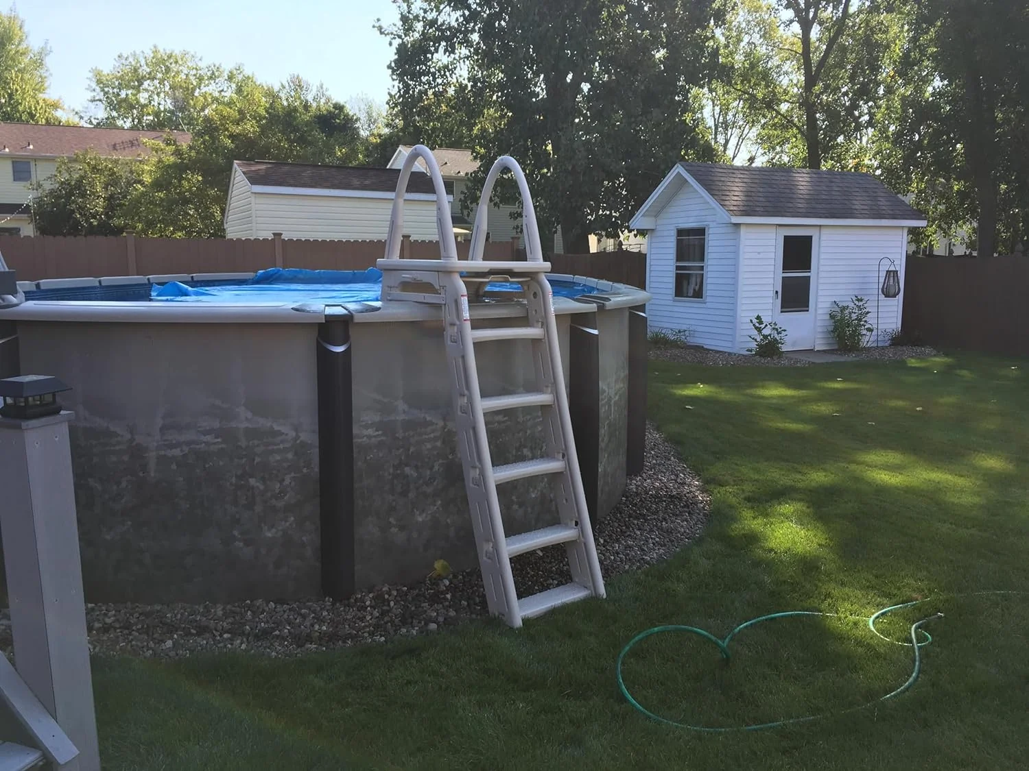 confer plastics a-frame 7200 above ground adjustable pool roll-guard safety ladder