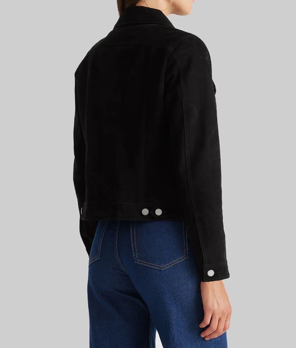 Patricia Black Suede Trucker Jacket