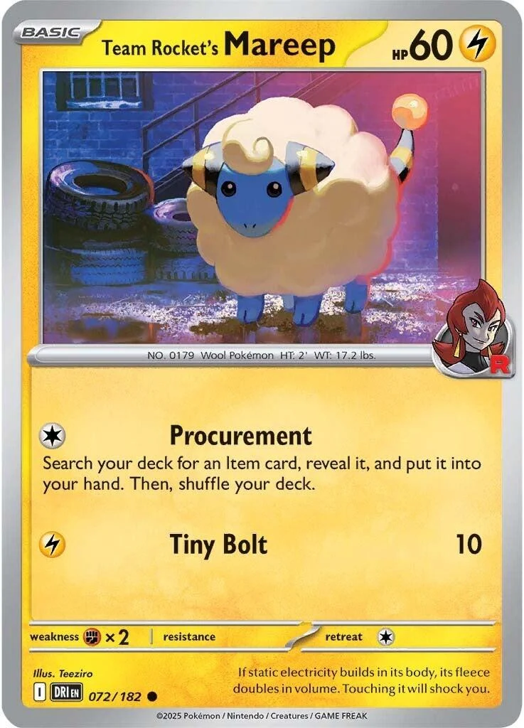 Team Rocket's Mareep (072/182) (DRI)