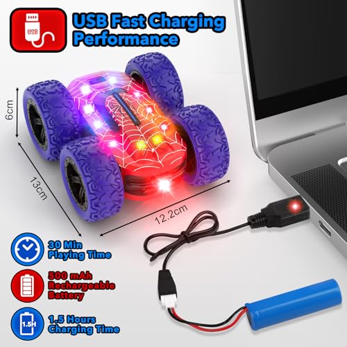 Macchina Telecomandata per Bambini, 4WD RC Auto Radiocomandata 360° Rotazione LED Luce 2.4GHZ Telecomandato Stunt Drift Car Giochi Interno All'Aperto Giocattolo Regalo Bambino Bambina 6 7 8 9  anni : Giochi e giocattoli