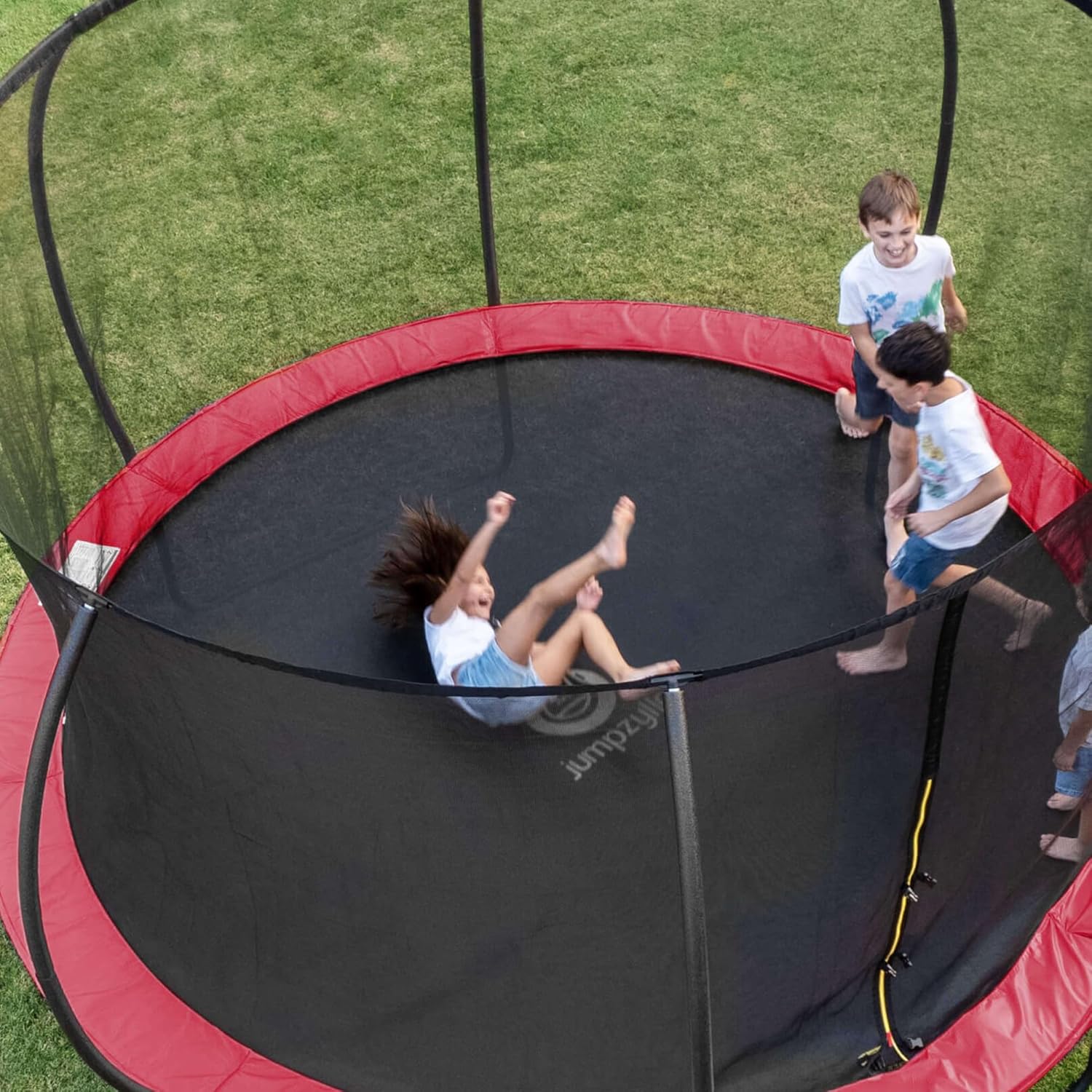 JUMPZYLLA Trampoline 8FT 10FT 12FT 14FT 15FT 16FT Trampoline with Enclosure - Recreational Trampolines with Ladder and AntiRust Coating, ASTM Approval Outdoor Trampoline for Kids