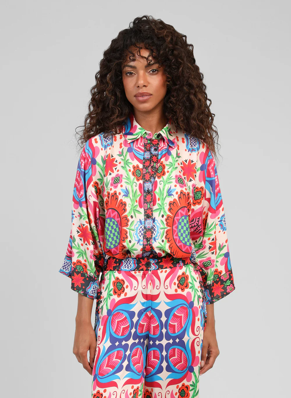 Sarlena Satin-Effect Printed Shirt �C Multicolour | Women's Luxury Modal Top