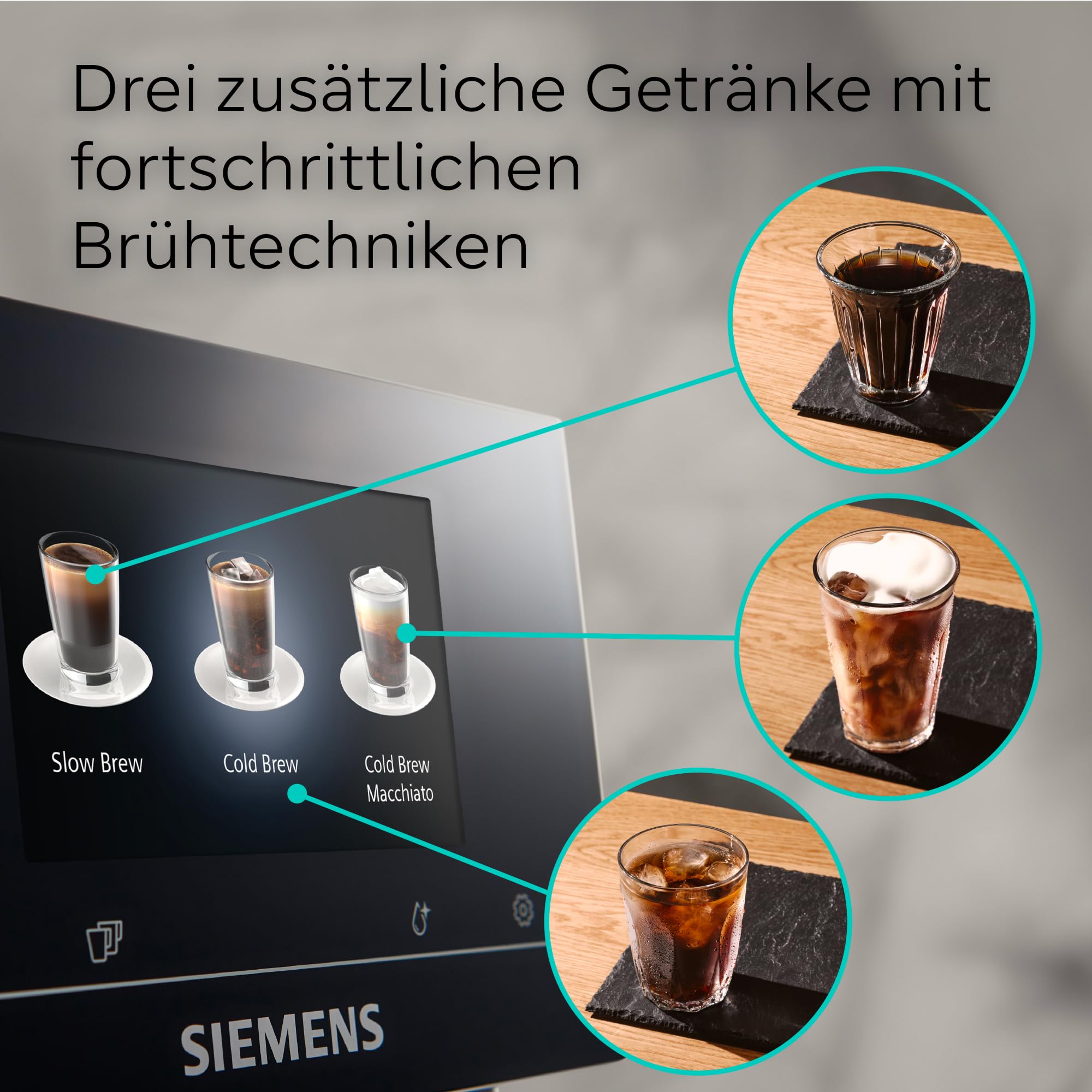 Kaffeevollautomat EQ700 classic mit 5-Zoll-TFT-Touchdisplay, 36 Heiß- und Kaltgetränken sowie Cold Brew und App-Steuerung, TP715E17